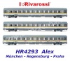 HR4293 Rivarossi 3 dílná souprava rychlíkových vozů 2.třídy řady UIC-Z 