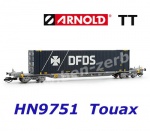 HN9751 Arnold TT Container wagon type Sffgmss with 45' container "DFDS", TOUAX