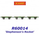 R60014  Hornby Set of 3 flat carriage for Stephenson's Rocket of the L&MR